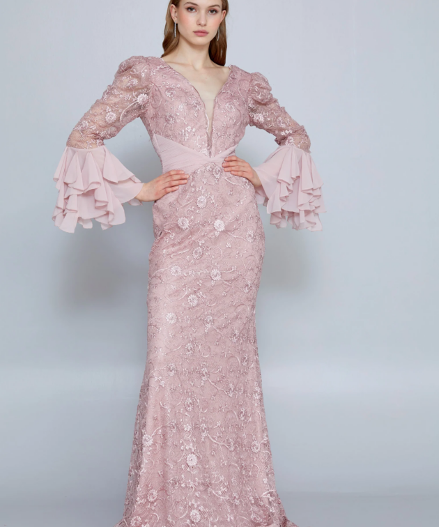 Long Sleeve Maxi Lace Mermaid Regular Wedding Guest Dress