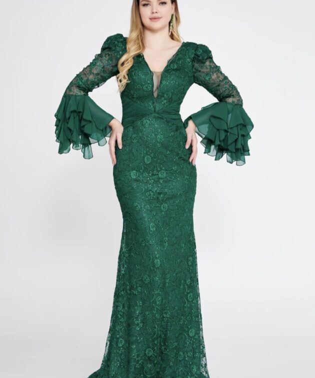 Long Sleeve Maxi Lace Mermaid Regular Wedding Guest Dress